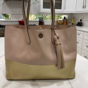 Tory Burch PERRY Leather Tan and Gold Women's Tote Bag